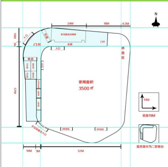 昆仑决世界搏击中心(北京）篮羽综合馆场地尺寸图8